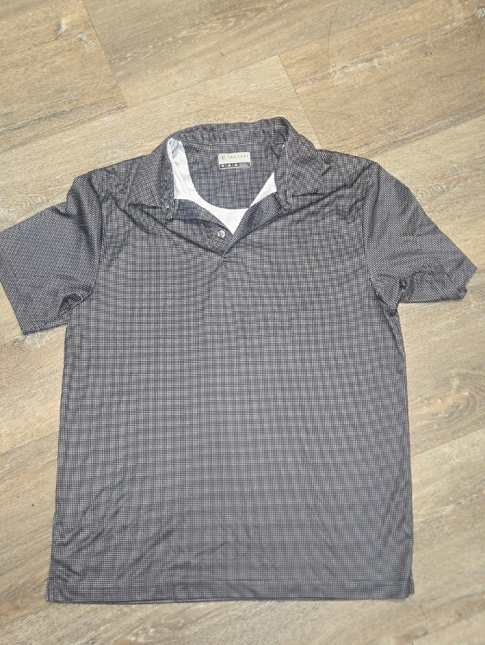Pga Tour Men's Short Sleeve Golf Polo - Charcoal Check
